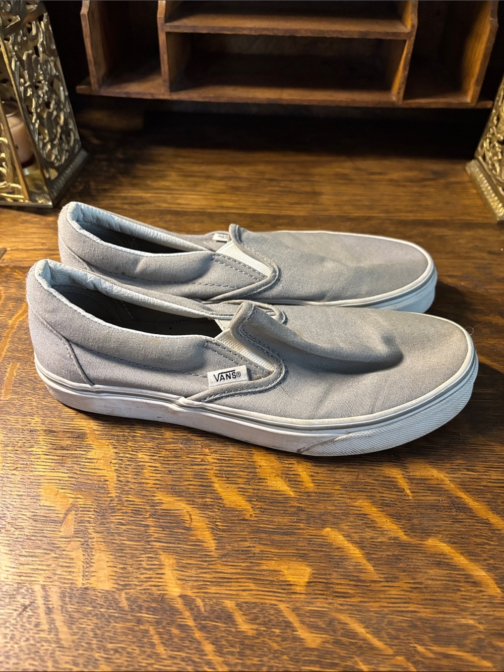 Vans Gray Canvas Slip-On Sneakers